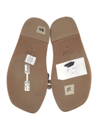 Stuart Weitzman Leather Beaded Accents Slides