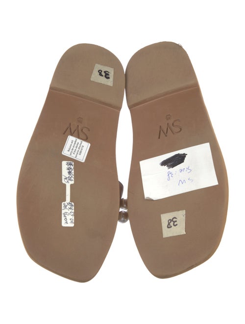 Stuart Weitzman Leather Beaded Accents Slides