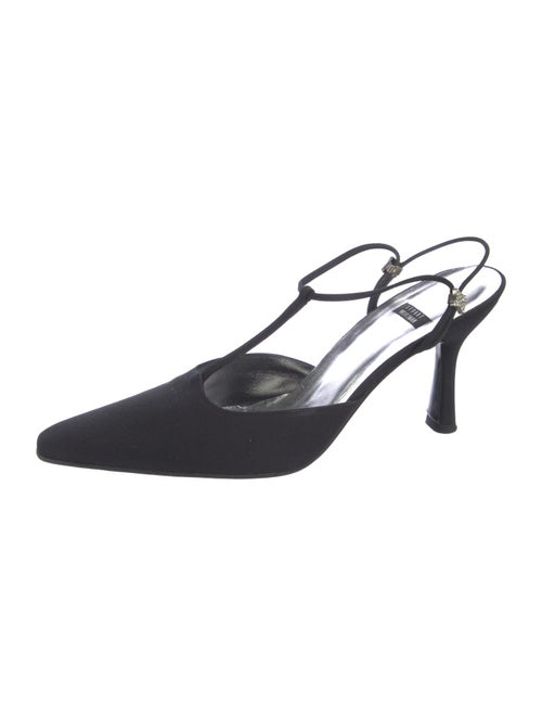 Stuart Weitzman Canvas Crystal Embellishments Slingback Sandals