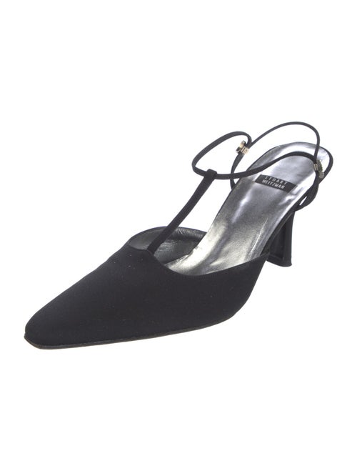 Stuart Weitzman Canvas Crystal Embellishments Slingback Sandals