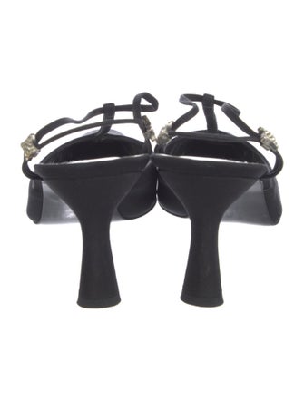 Stuart Weitzman Canvas Crystal Embellishments Slingback Sandals