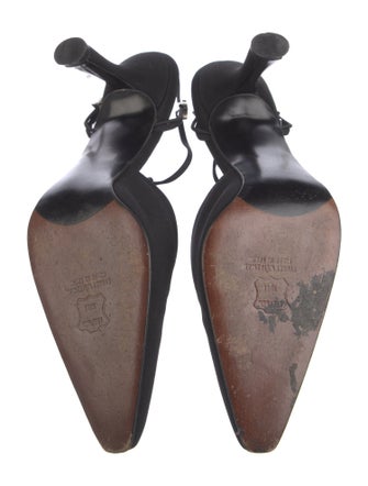 Stuart Weitzman Canvas Crystal Embellishments Slingback Sandals