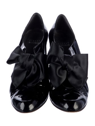 Stuart Weitzman Patent Leather Bow Accents Pumps