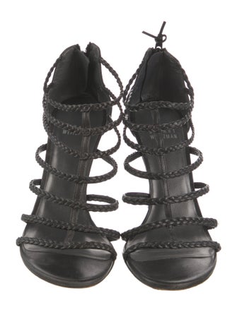 Stuart Weitzman Leather Braided Accents Gladiator Sandals