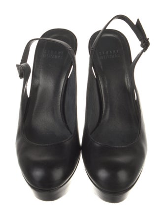 Stuart Weitzman Leather Cutout Accent Slingback Pumps