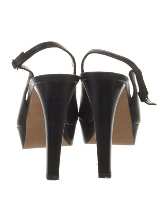 Stuart Weitzman Leather Cutout Accent Slingback Pumps