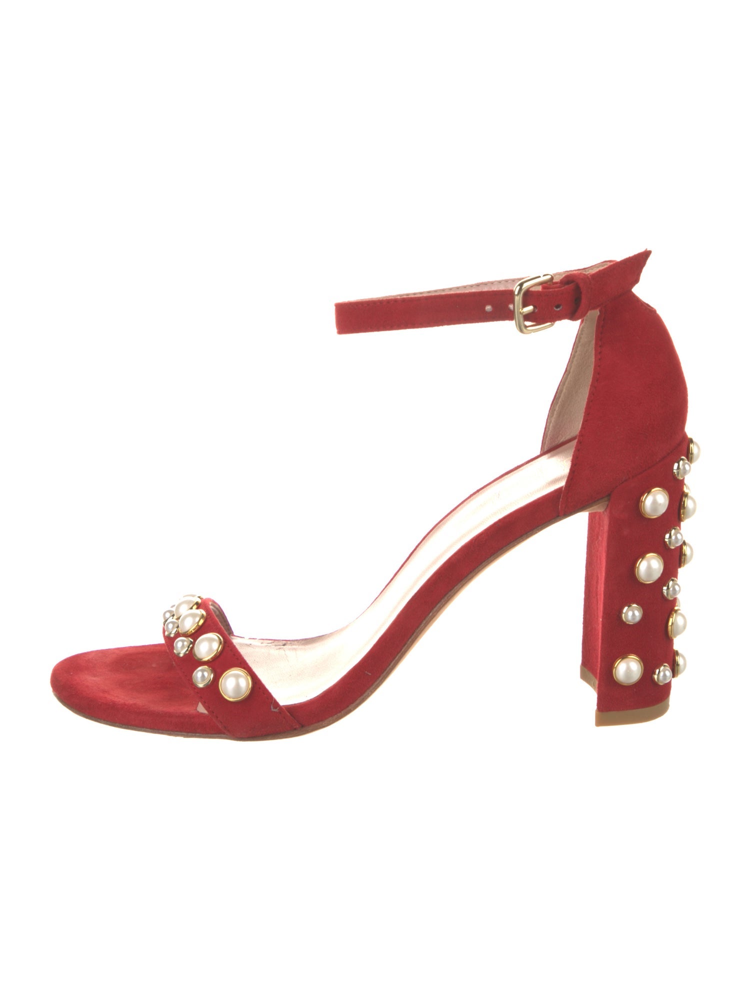 Stuart Weitzman Suede Studded Accents Sandals