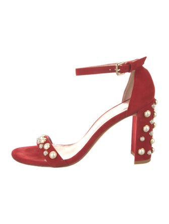 Stuart Weitzman Suede Studded Accents Sandals