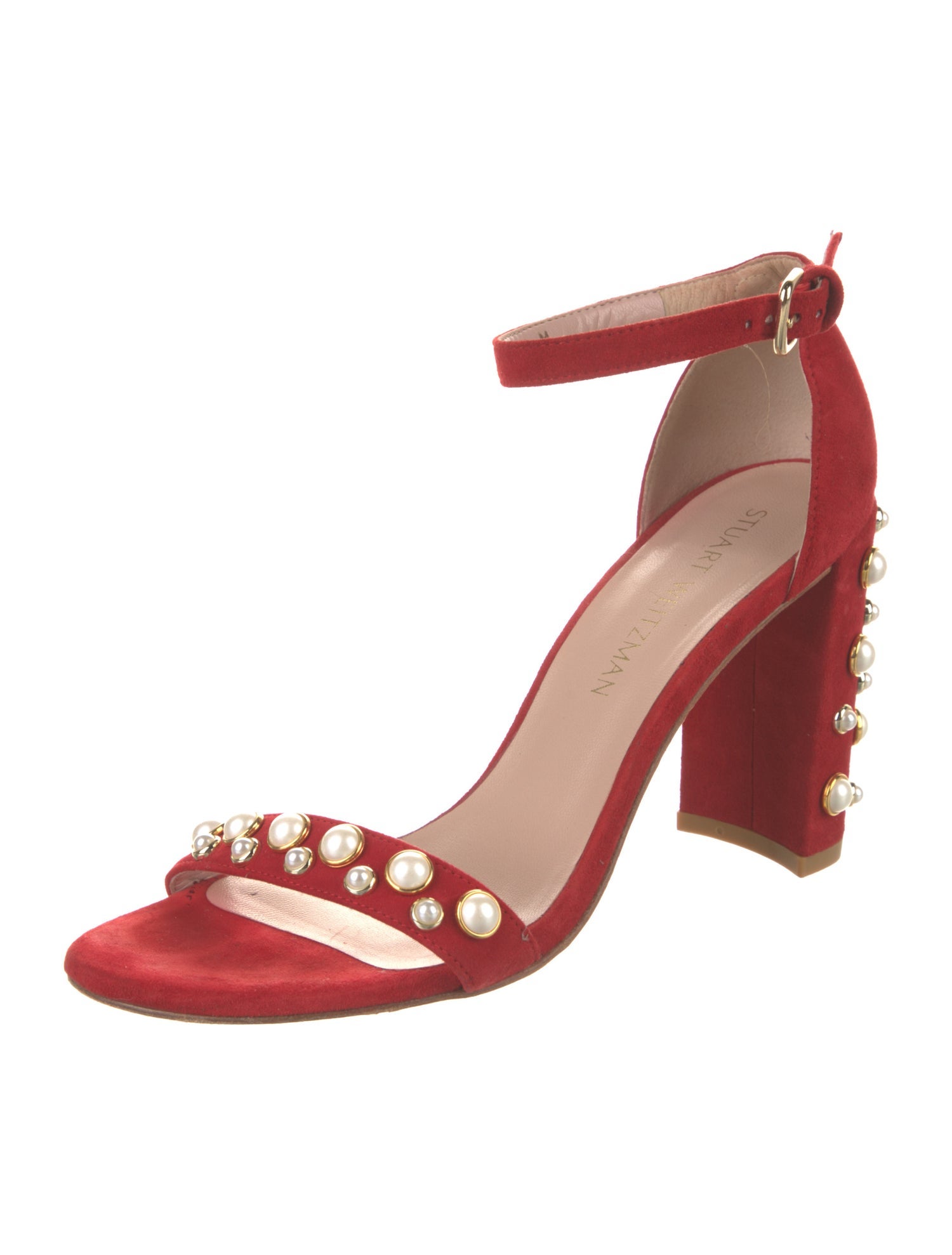 Stuart Weitzman Suede Studded Accents Sandals