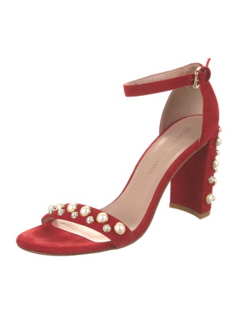 Stuart Weitzman Suede Studded Accents Sandals