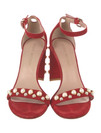 Stuart Weitzman Suede Studded Accents Sandals