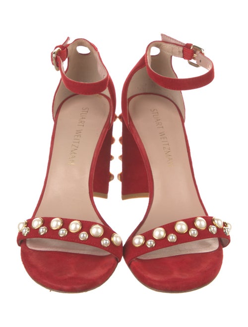 Stuart Weitzman Suede Studded Accents Sandals