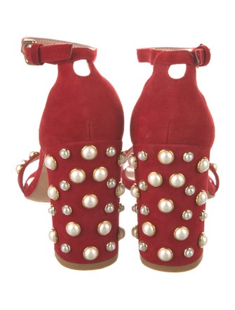 Stuart Weitzman Suede Studded Accents Sandals