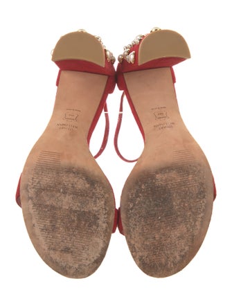 Stuart Weitzman Suede Studded Accents Sandals