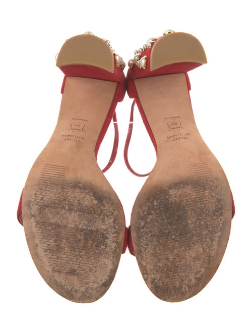 Stuart Weitzman Suede Studded Accents Sandals