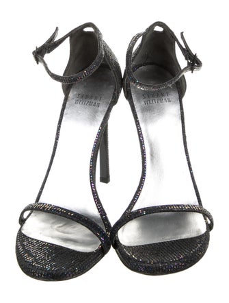 Stuart Weitzman Glitter Glitter Accents T-Strap Sandals