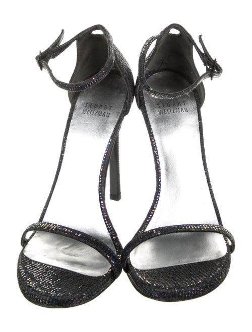 Stuart Weitzman Glitter Glitter Accents T-Strap Sandals