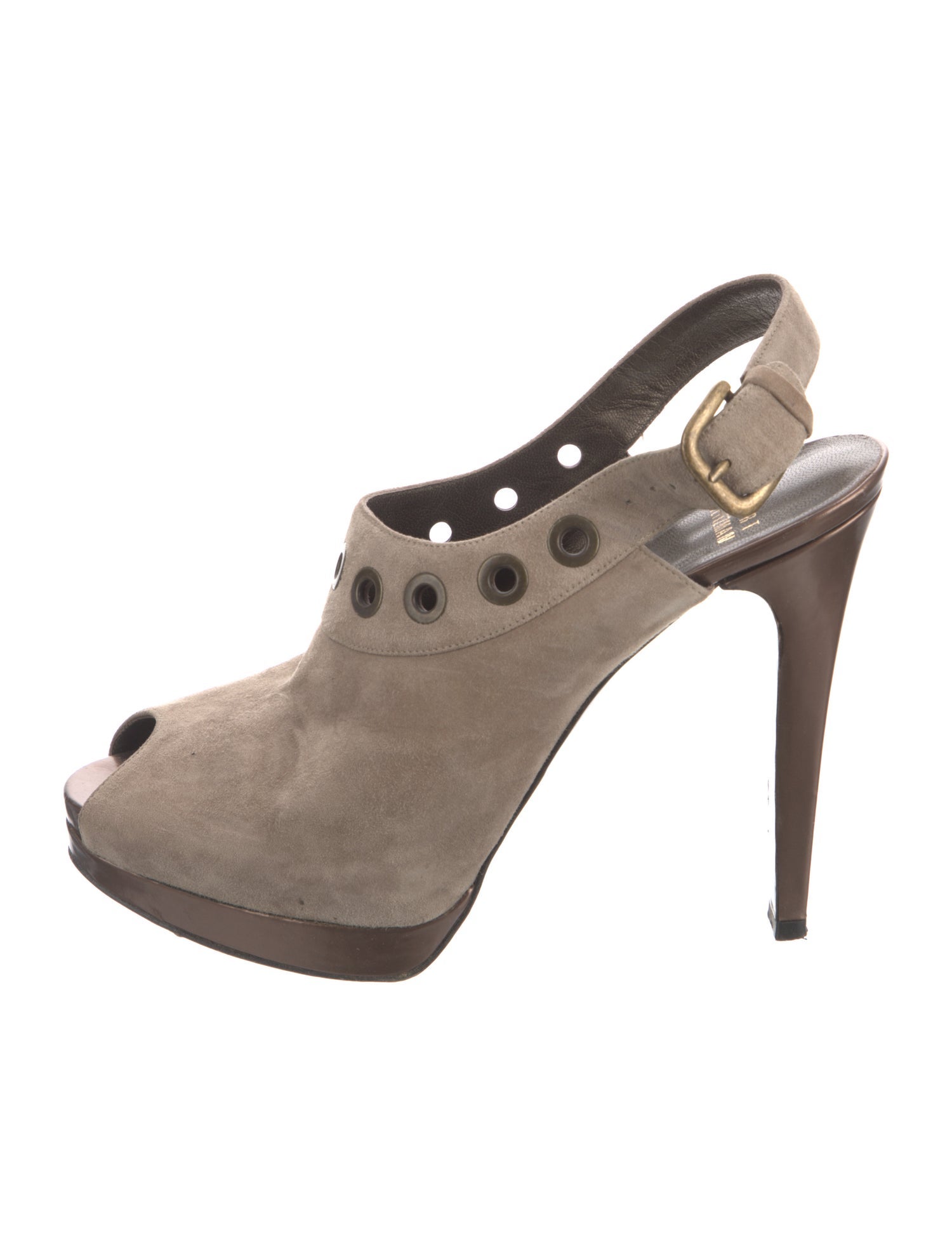 Stuart Weitzman Suede Cutout Accent Slingback Sandals