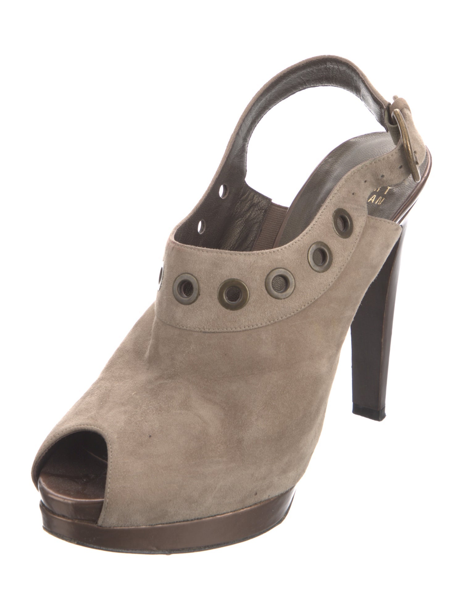 Stuart Weitzman Suede Cutout Accent Slingback Sandals
