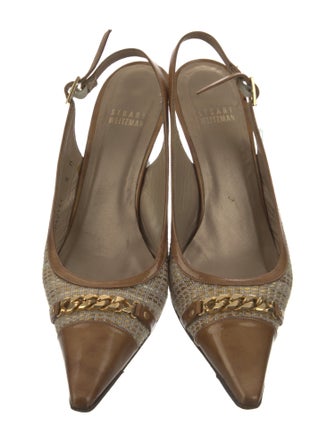 Stuart Weitzman Printed Chain-Link Accents Slingback Pumps