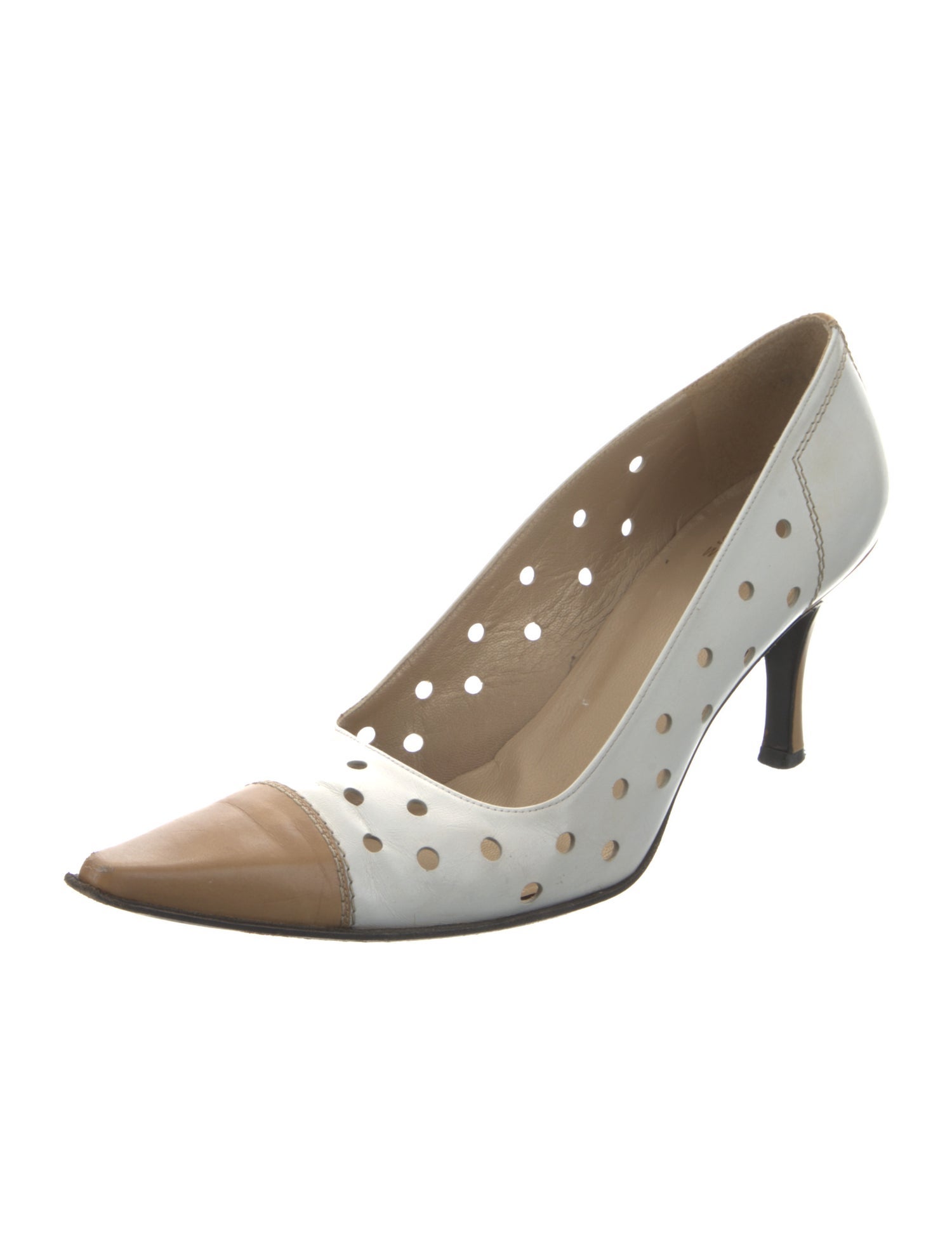 Stuart Weitzman Leather Colorblock Pattern Pumps
