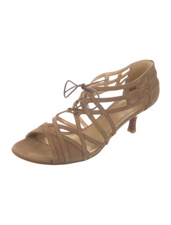 Stuart Weitzman Suede Cutout Accent Gladiator Sandals