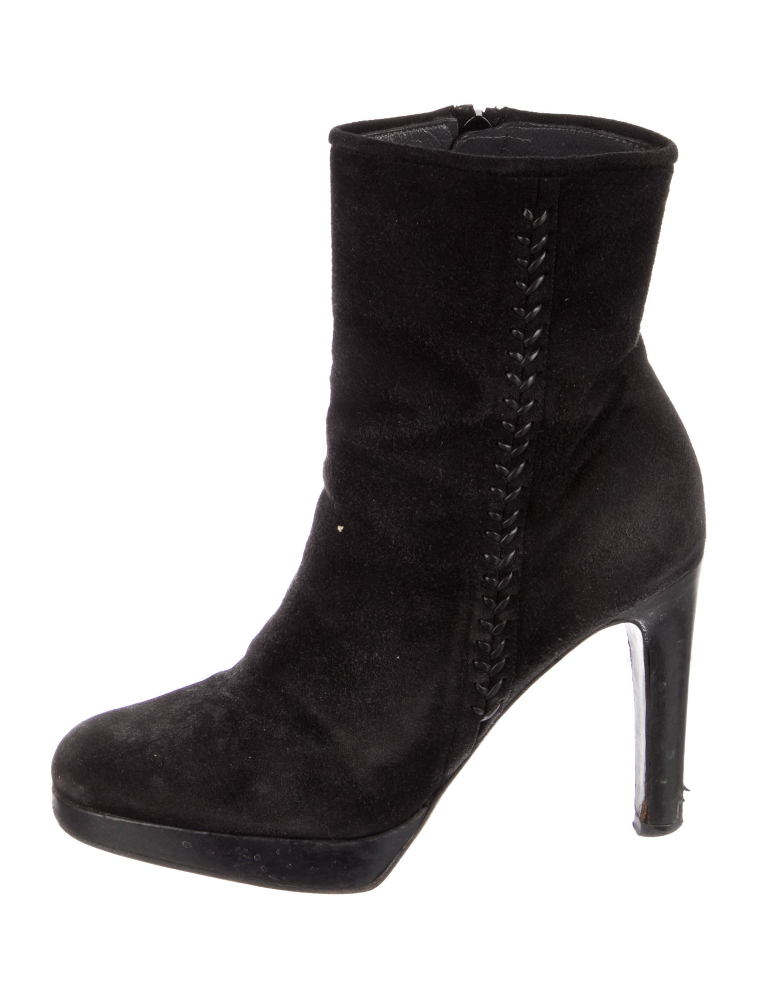 Stuart Weitzman Suede Leather Trim Embellishment Boots
