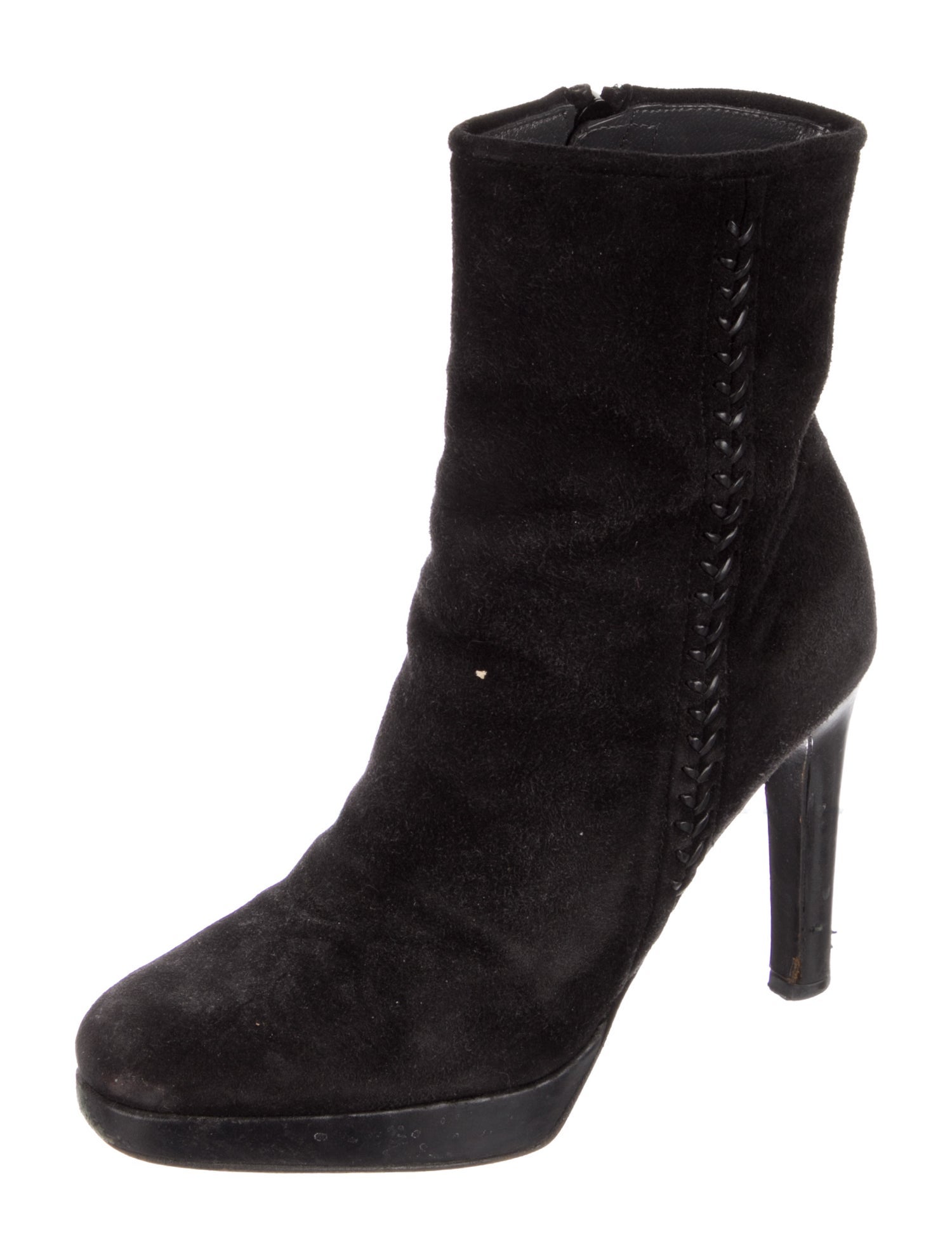 Stuart Weitzman Suede Leather Trim Embellishment Boots