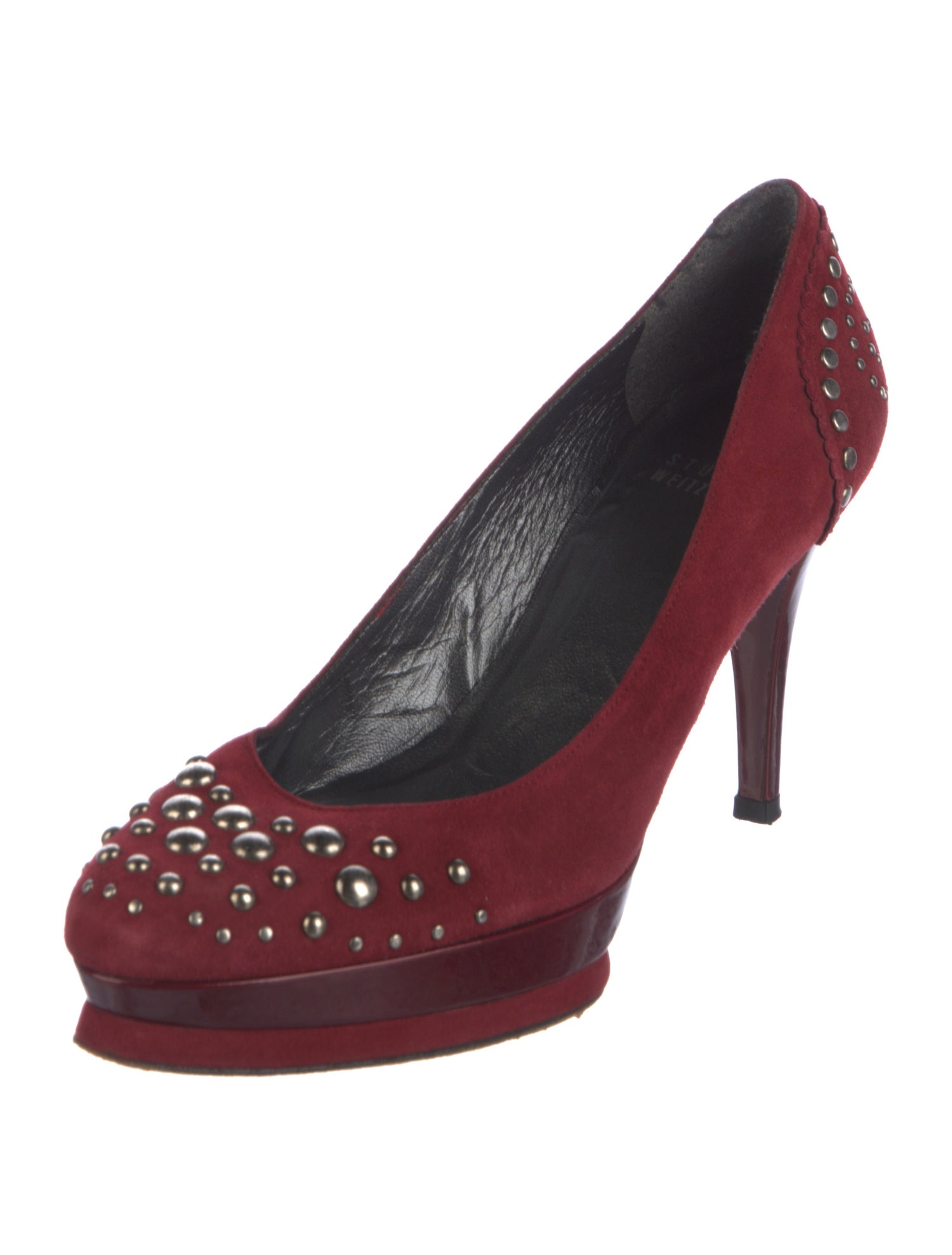 Stuart Weitzman Suede Studded Accents Pumps