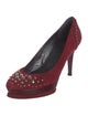 Stuart Weitzman Suede Studded Accents Pumps