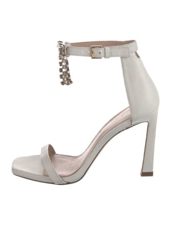 Stuart Weitzman Leather Crystal Embellishments Sandals