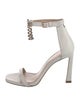 Stuart Weitzman Leather Crystal Embellishments Sandals