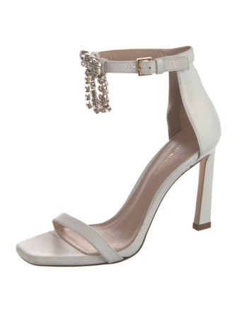 Stuart Weitzman Leather Crystal Embellishments Sandals