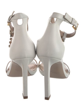 Stuart Weitzman Leather Crystal Embellishments Sandals