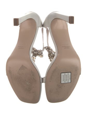 Stuart Weitzman Leather Crystal Embellishments Sandals