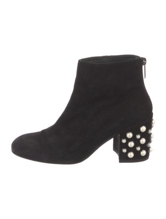 Stuart Weitzman Faux Pearl Accents Suede Boots