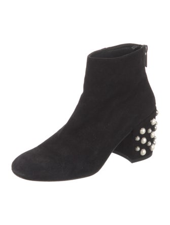 Stuart Weitzman Faux Pearl Accents Suede Boots