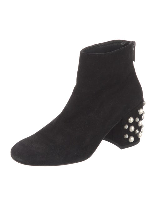 Stuart Weitzman Faux Pearl Accents Suede Boots