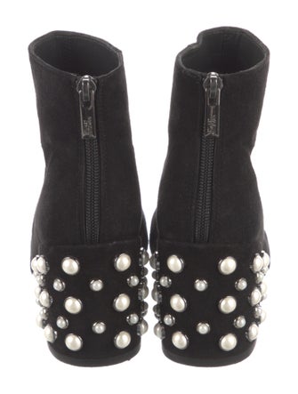Stuart Weitzman Faux Pearl Accents Suede Boots