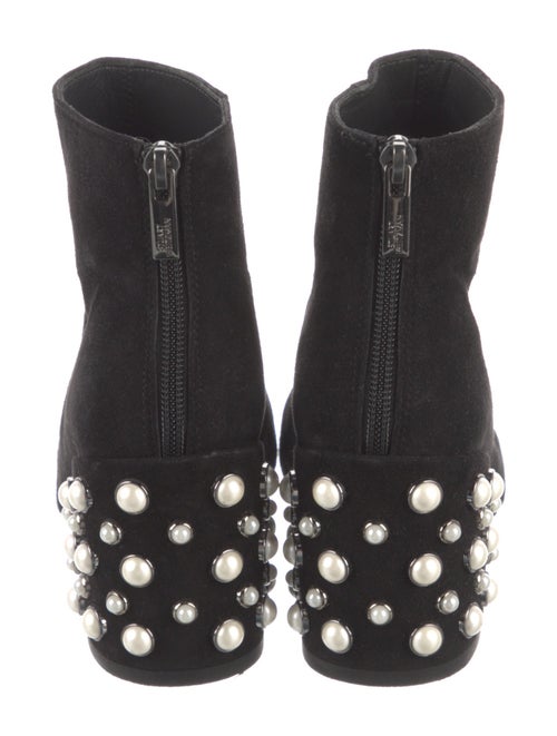 Stuart Weitzman Faux Pearl Accents Suede Boots