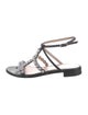 Stuart Weitzman Leather Studded Accents T-Strap Sandals