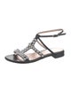 Stuart Weitzman Leather Studded Accents T-Strap Sandals