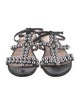 Stuart Weitzman Leather Studded Accents T-Strap Sandals