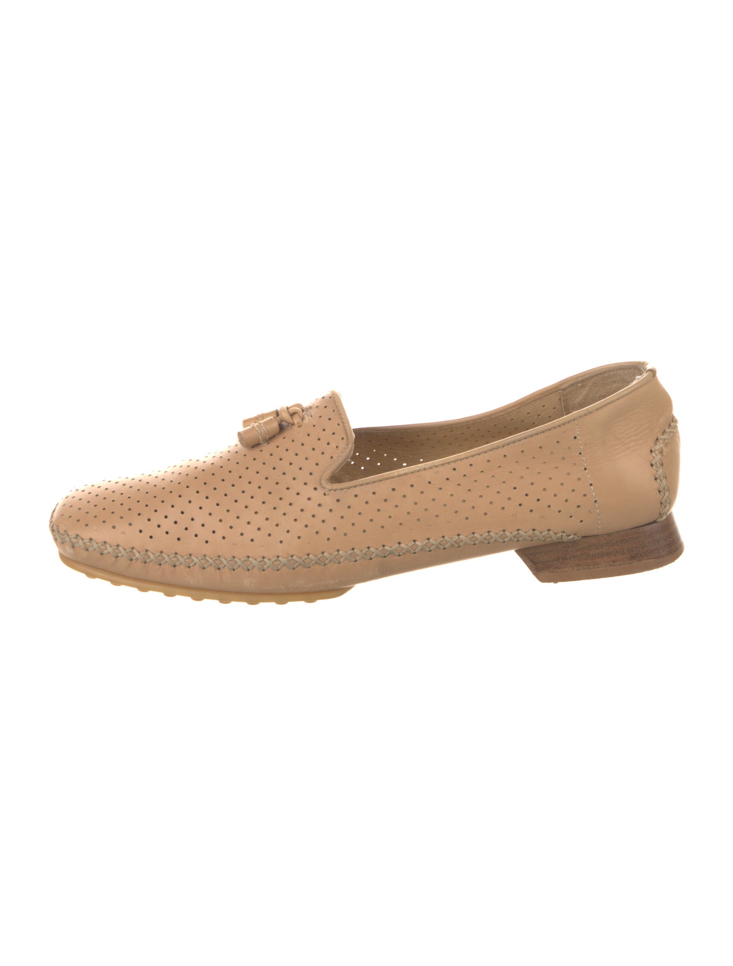 Stuart Weitzman Leather Tassel Accents Loafers