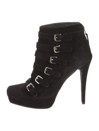 Stuart Weitzman Suede Animal Print Lace-Up Boots