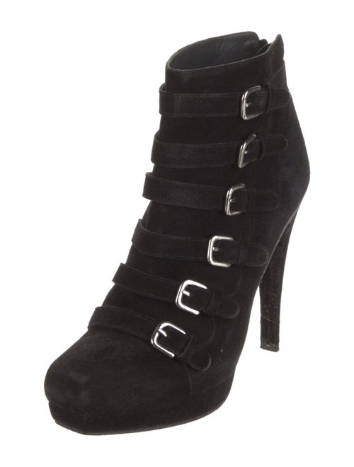 Stuart Weitzman Suede Animal Print Lace-Up Boots