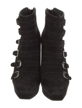 Stuart Weitzman Suede Animal Print Lace-Up Boots