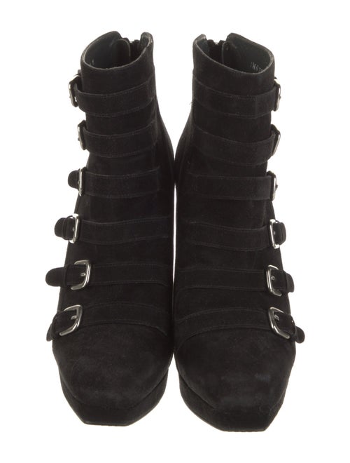 Stuart Weitzman Suede Animal Print Lace-Up Boots