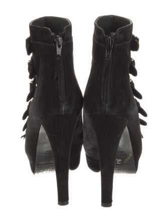 Stuart Weitzman Suede Animal Print Lace-Up Boots