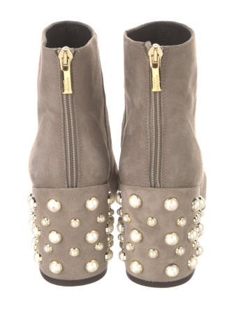 Stuart Weitzman Suede Beaded Accents Boots